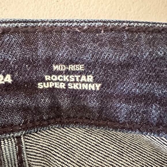 Old Navy Rockstar Super Skinny Jeans Size 24 Stretch Blue Denim Distressed - Picture 4 of 6